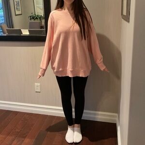 Aerie pink oversized crew neck size small in colour pink
